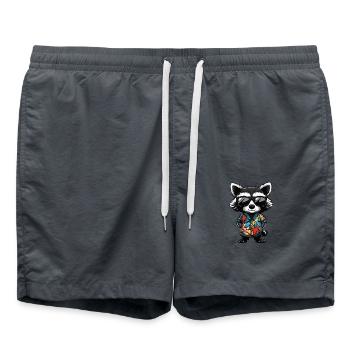 Vacances de bande dessinée de raton laveur - Short de bain - charbon - Devant - AI Model Male 185 light (185cm)