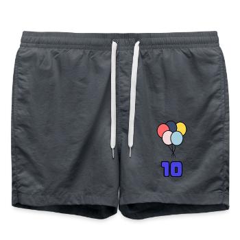 10. 10 JAHRE. 10. Jahrestag. JUBILÄUM 10 JAHRE. - Badeshorts - Anthrazit - Vorne - AI Model Male 185 light (185cm)