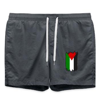 Free palestine - Short de bain - charbon - Devant - AI Model Male 185 light (185cm)