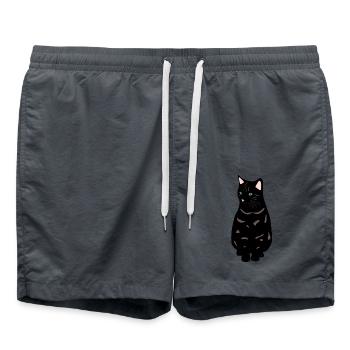 black cat - Swim Trunks - anthracite - Front - AI Model Male 185 light (185cm)