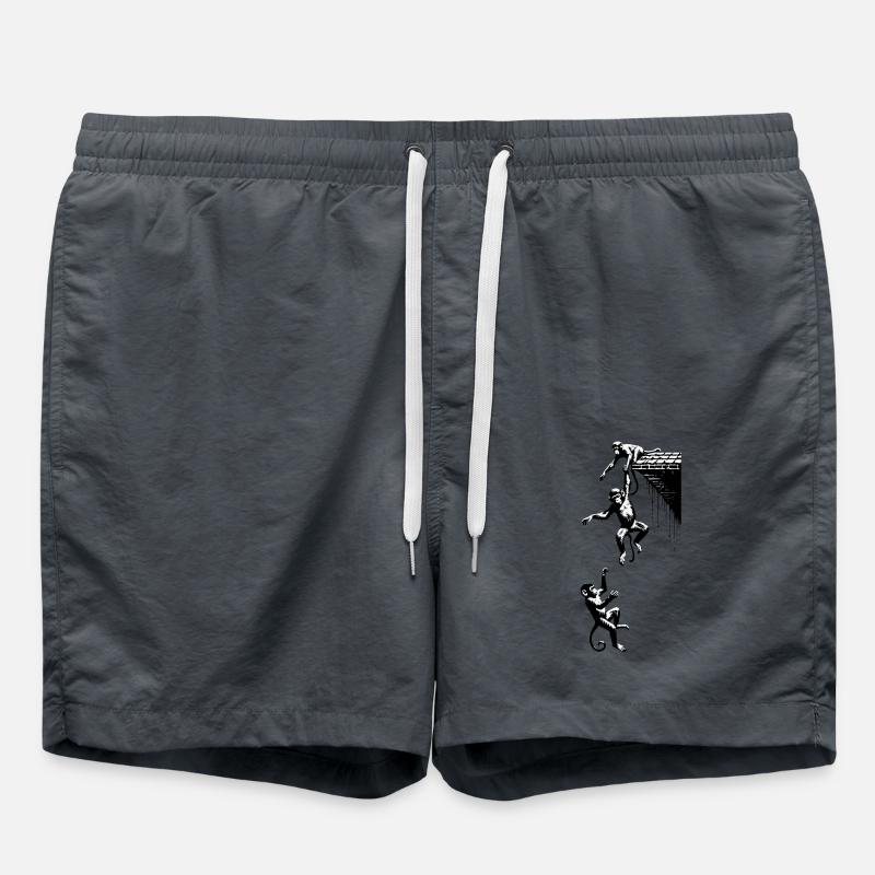 3 Monkeys Monkey Gang Monkey Falls Down - Swim Trunks - anthracite