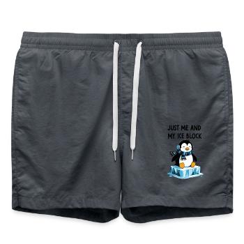 Nur ich und mein Eisblock – Chilliger Pinguin - Badeshorts - Anthrazit - Vorne - AI Model Male 185 light (185cm)