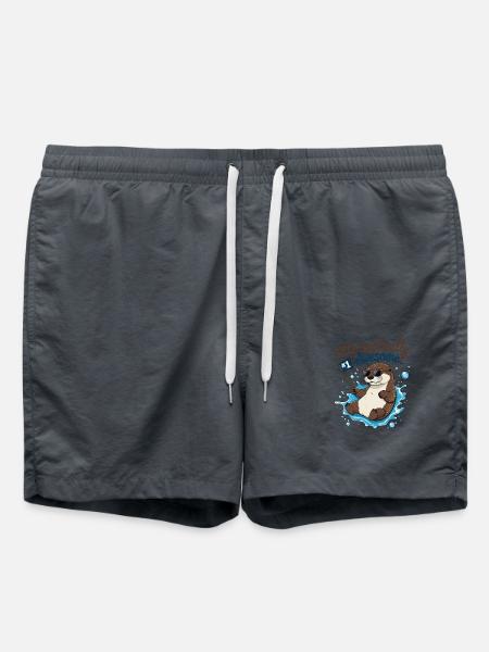 Cute Otter for Kids – Funny Birthday Design - Swim Trunks - anthracite