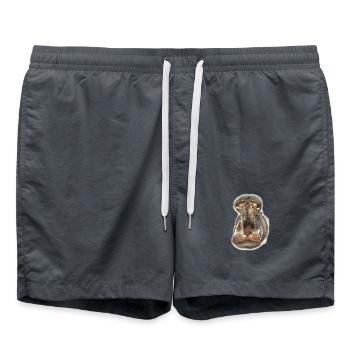 Illustration de la bouche d’hippopotame - Short de bain - charbon - Devant - AI Model Male 185 light (185cm)