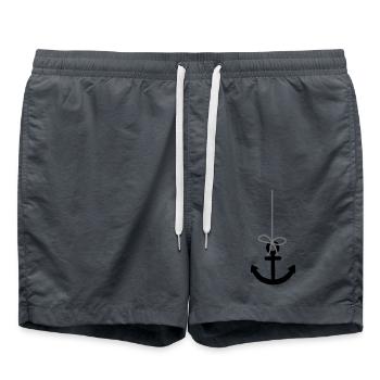 seil anker tattoo boot schiff schwimmen meer matro - Badeshorts - Anthrazit - Vorne - AI Model Male 185 light (185cm)