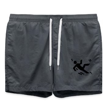 Attention, risk of slipping - Humorous design - Swim Trunks - anthracite - Front - AI Model Male 185 light (185cm)