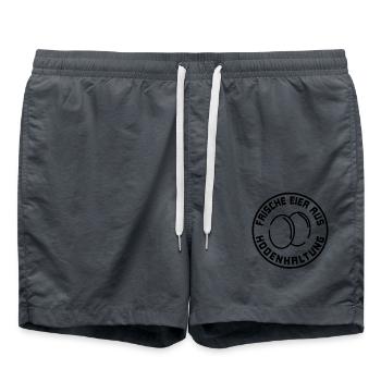 Frische Eier aus Bodenhaltung - Badeshorts - Anthrazit - Vorne - AI Model Male 185 light (185cm)