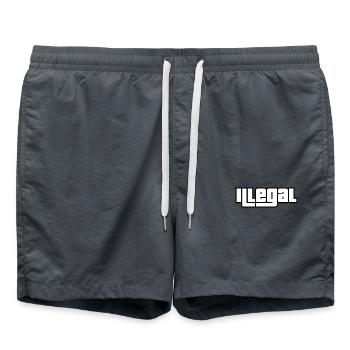 Illegal Blockschrift Design in Weiß - Badeshorts - Anthrazit - Vorne - AI Model Male 185 light (185cm)