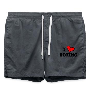 Ich liebe Boxen - Badeshorts - Anthrazit - Vorne - AI Model Male 185 light (185cm)