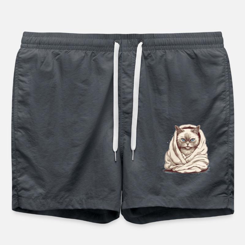 Chat dans une couverture - Short de bain - charbon