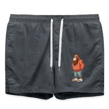 Streetart Orang-Utan Urban Rap Street Affe - Badeshorts - Anthrazit - Vorne - AI Model Male 185 light (185cm)