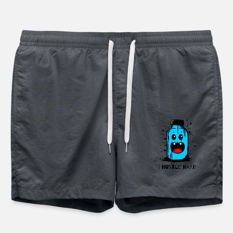 Bouteille « I Hustle Hard » - Short de bain - charbon