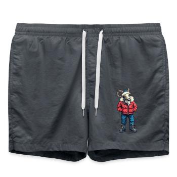 Bergziege Lustig Winter - Badeshorts - Anthrazit - Vorne - AI Model Male 185 light (185cm)