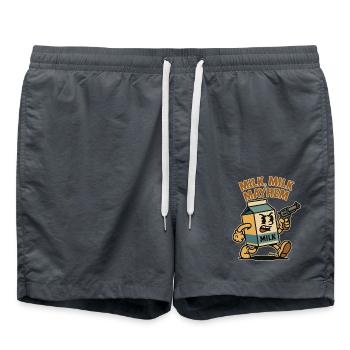 Eine Milch, Milchkarton im Retro Wahnsinn - Badeshorts - Anthrazit - Vorne - AI Model Male 185 light (185cm)
