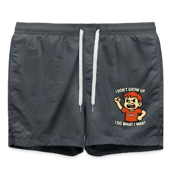 Ich werde nicht erwachsen. Ich mach, was ich will. - Badeshorts - Anthrazit - Vorne - AI Model Male 185 light (185cm)