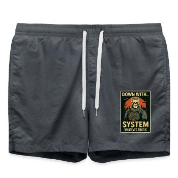 Skeleton vs. the System – Dark & Ironic - Swim Trunks - anthracite - Front - AI Model Male 185 light (185cm)