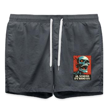 Totenkopf schreit: Scheiß die Wand an! - Badeshorts - Anthrazit - Vorne - AI Model Male 185 light (185cm)