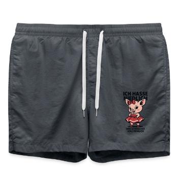 Je déteste mignon – cochon en robe - Short de bain - charbon - Devant - AI Model Male 185 light (185cm)