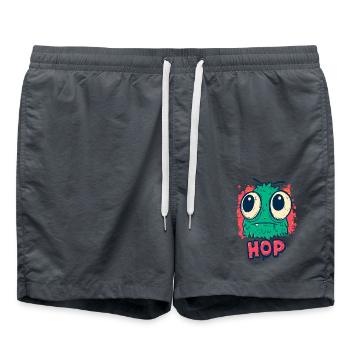 Cute Monster With Big Eyes Hop - Swim Trunks - anthracite - Front - AI Model Male 185 light (185cm)