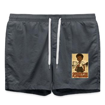 Strong schoolgirl queen on the playground - Swim Trunks - anthracite - Front - AI Model Male 185 light (185cm)