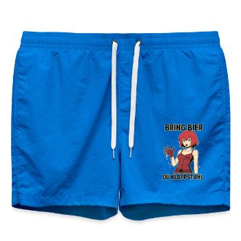 Comic Frau mit rotem Outfit und Spruch - Badeshorts - Cobalt blue - Vorne