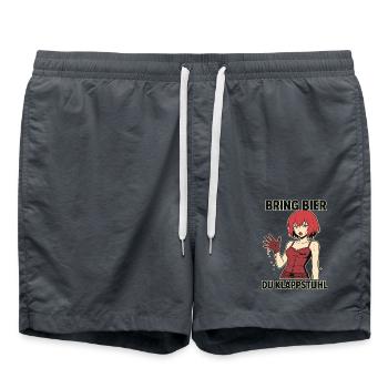 Comic Frau mit rotem Outfit und Spruch - Badeshorts - Anthrazit - Vorne - AI Model Male 185 light (185cm)