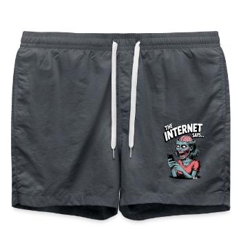 Femme zombie avec téléphone portable et texte "L’internet dit... - Short de bain - charbon - Devant - AI Model Male 185 light (185cm)