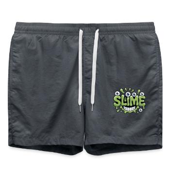 Slime avec des yeux et un grand sourire - Short de bain - charbon - Devant - AI Model Male 185 light (185cm)
