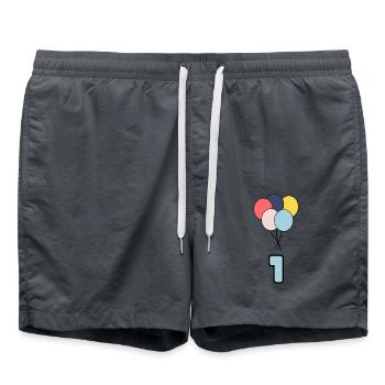 1. 1 JAHR. 1-JÄHRIGES JUBILÄUM. GEBURTSTAG 1 JAHR - Badeshorts - Anthrazit - Vorne - AI Model Male 185 light (185cm)