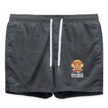 Whimsical Pizza Yoga Balance Design - Swim Trunks - anthracite - Front - AI Model Male 185 light (185cm)