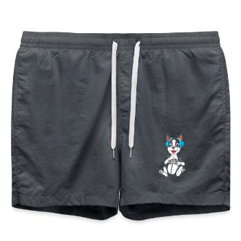 Illustration de chien Boston terrier de jeu ludique - Short de bain - charbon - Devant - AI Model Male 185 light (185cm)