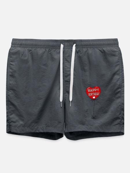 Luftballon Happy Birthday Rot - Badeshorts - Anthrazit