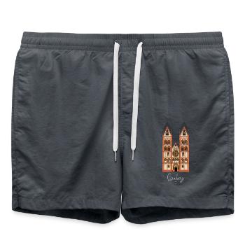 Limburger Dom // Illustration - Badeshorts - Anthrazit - Vorne - AI Model Male 185 light (185cm)