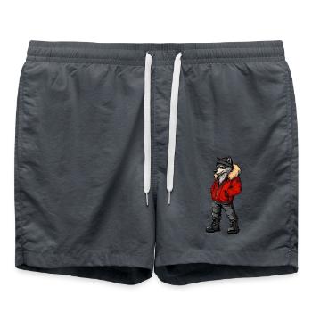 Wolf Funny Winter - Swim Trunks - anthracite - Front - AI Model Male 185 light (185cm)
