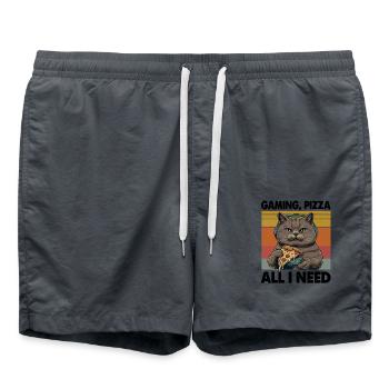Drôles de chats Jeux Pizza Gamer Gamer Jeux - Short de bain - charbon - Devant - AI Model Male 185 light (185cm)