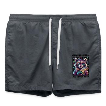 Drôle Raton laveur Gaming Pizza Gamer Gamer Gaming - Short de bain - charbon - Devant - AI Model Male 185 light (185cm)