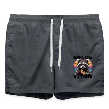 Drôle Raton laveur Gaming Pizza Gamer Gamer Gaming - Short de bain - charbon - Devant - AI Model Male 185 light (185cm)