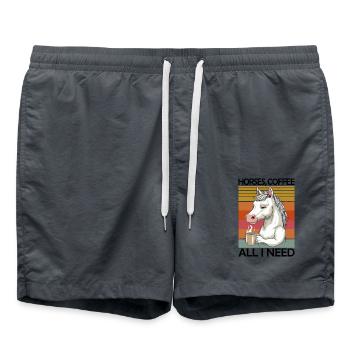 Lustiges Pferd Kunst Pferdebesitzer Pferde Kaffee - Badeshorts - Anthrazit - Vorne - AI Model Male 185 light (185cm)