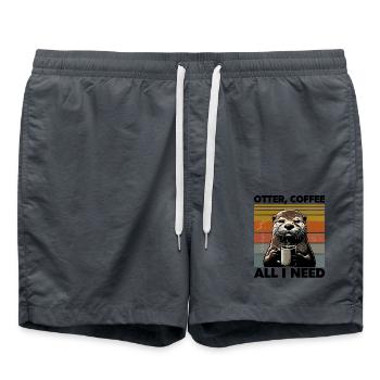 Funny Otter Coffee Zoo Retro Coffee All I Need - Swim Trunks - anthracite - Front - AI Model Male 185 light (185cm)