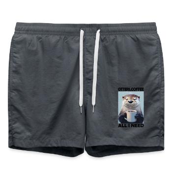 Funny Otter Coffee Zoo Retro Coffee All I Need - Swim Trunks - anthracite - Front - AI Model Male 185 light (185cm)