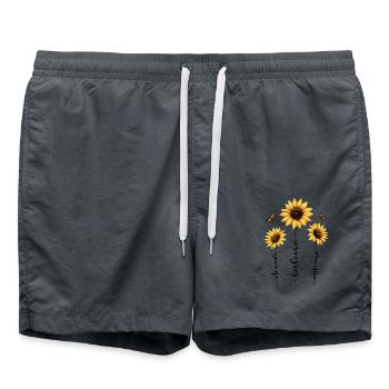 Fleurs d’été Fleur Inspiration Dicton de motivation - Short de bain - charbon - Devant - AI Model Male 185 light (185cm)