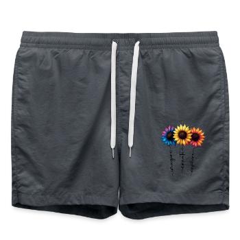 Fleurs d’été Fleur Inspiration Dicton de motivation - Short de bain - charbon - Devant - AI Model Male 185 light (185cm)