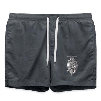 Vampir Eule - Dracula Eule - Badeshorts - Anthrazit - Vorne - AI Model Male 185 light (185cm)