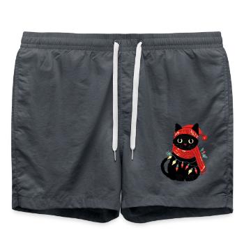 Cat and winter - Swim Trunks - anthracite - Front - AI Model Male 185 light (185cm)