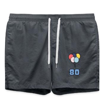 80. 80 YEARS. 80TH ANNIVERSARY. BIRTHDAY 80 YEARS. - Swim Trunks - anthracite - Front - AI Model Male 185 light (185cm)
