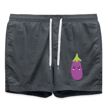 Aubergine Gemüse Kostüm Fasching Karneval - Badeshorts - Anthrazit - Vorne - AI Model Male 185 light (185cm)