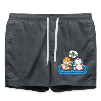 Meerschweinchen Sofa Lesen Träumen Futter - Badeshorts - Anthrazit - Vorne - AI Model Male 185 light (185cm)
