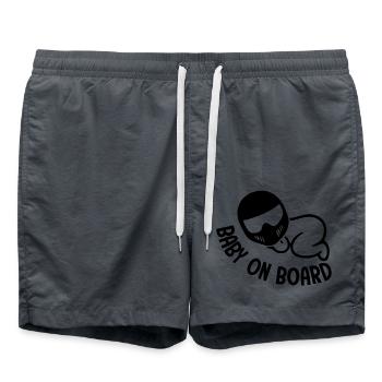 baby on board Gift Humor Motorcycle Biker - Swim Trunks - anthracite - Front - AI Model Male 185 light (185cm)