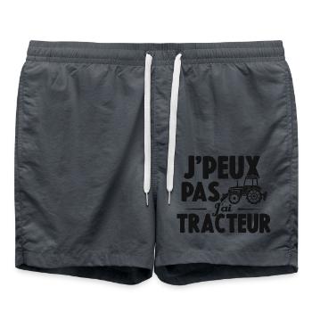 Je Peux Pas J'ai Tracteur Cadeau Agriculteur - Short de bain - charbon - Devant - AI Model Male 185 light (185cm)