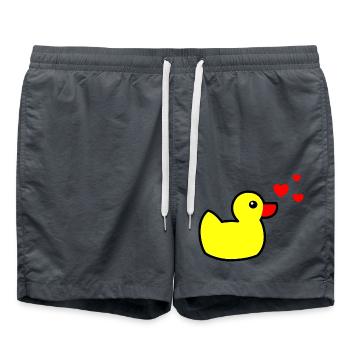 Quietscheente Gelb Valentinstag - Badeshorts - Anthrazit - Vorne - AI Model Male 185 light (185cm)